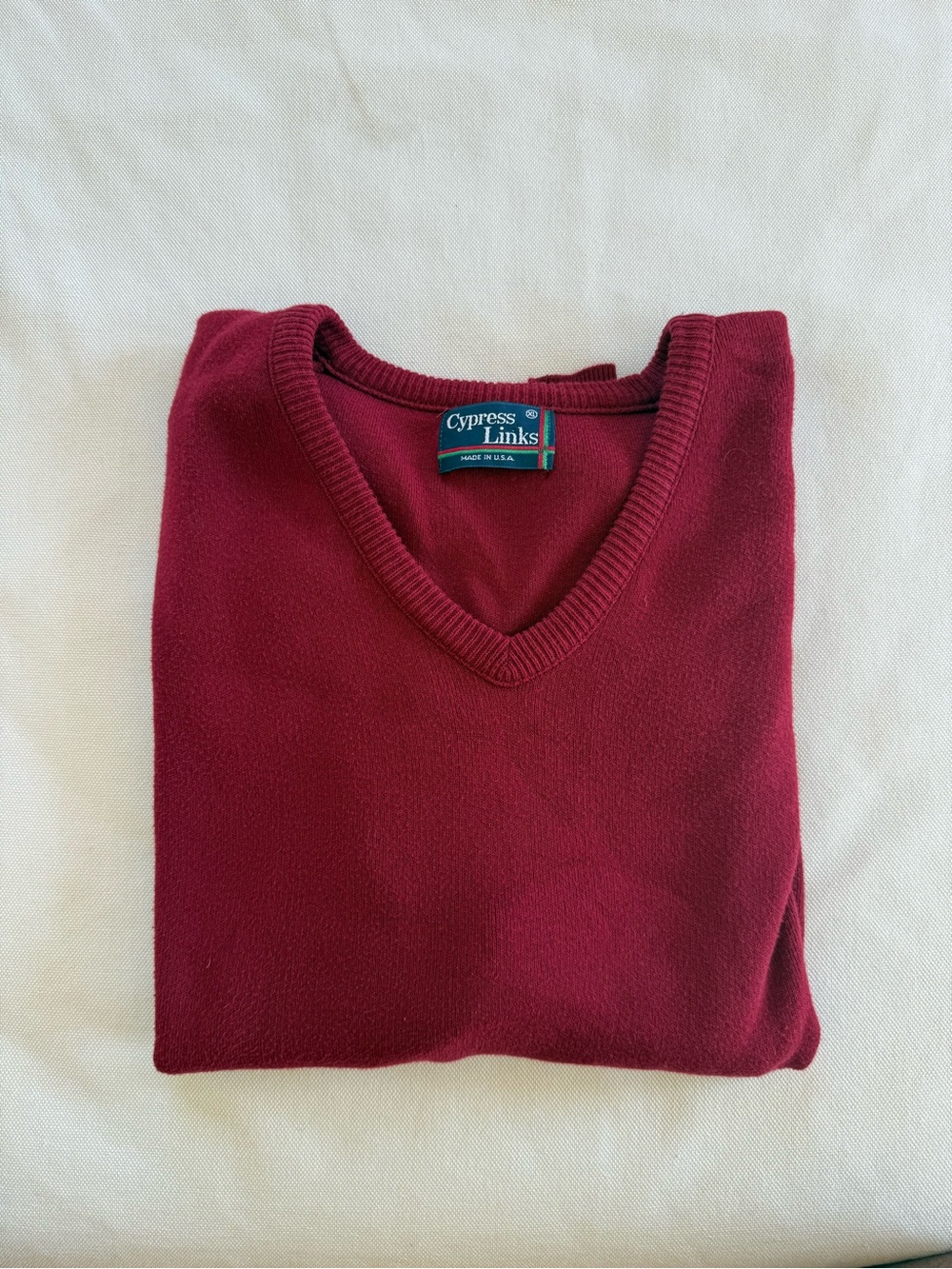 Cypress Links Men's V-Neck Sweater in Wine